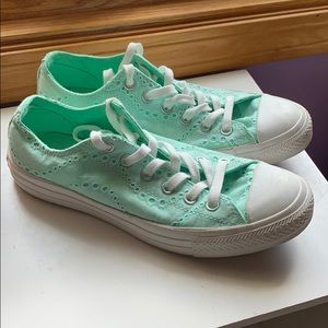 Baby Blue Embroidered Converse